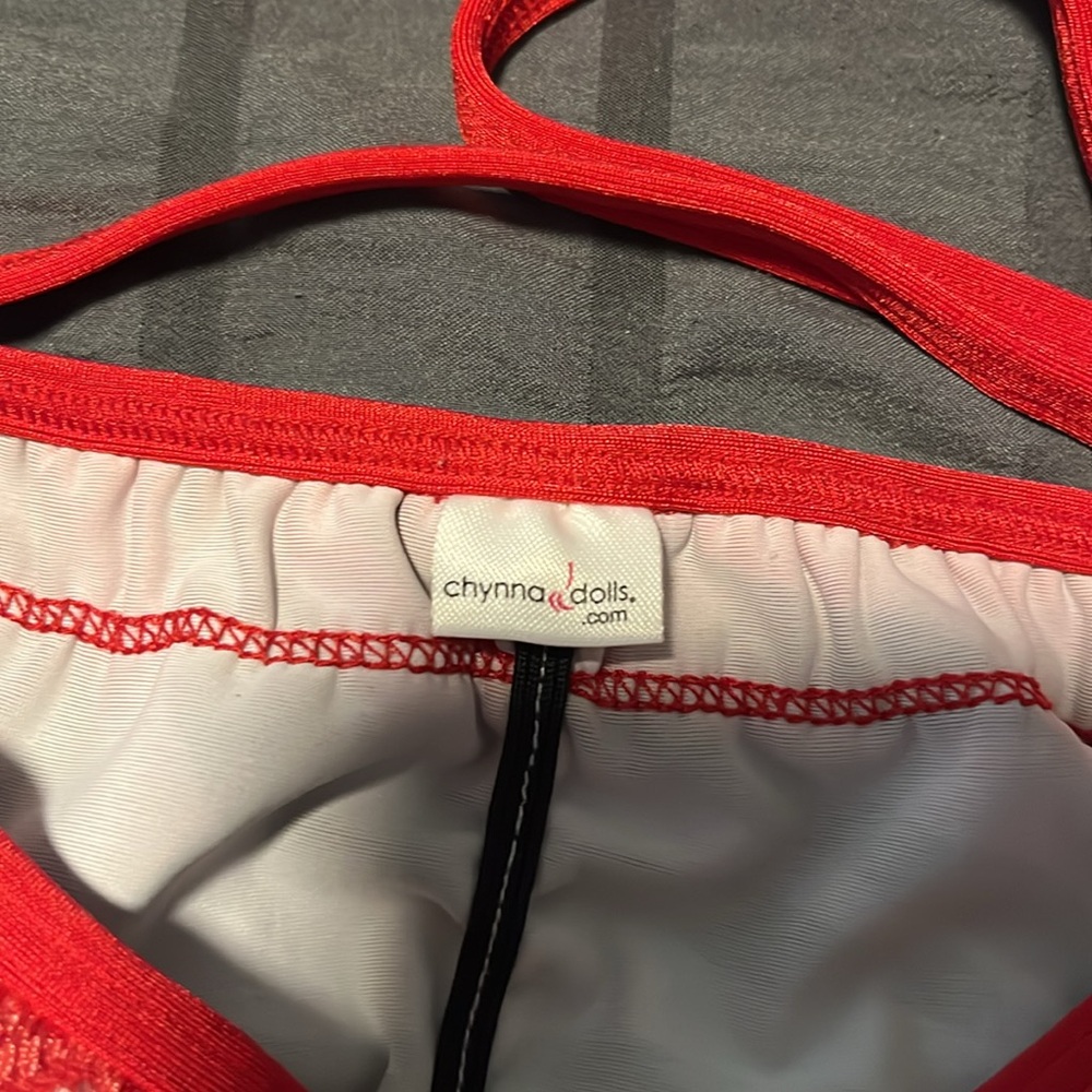 Chynna Dolls Red Zebra scrunch butt with side ties Bikini - Picture 2 of 6
